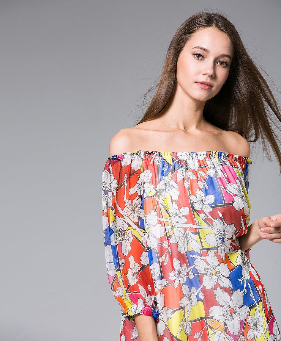 Dress - Flowers Printed silk georgette mini  dress